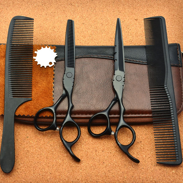Bộ kéo cắt tóc Barber WOLF đen BW-602